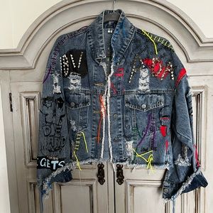 Graphic Denim Jacket. Many retail for over $400. New. Never worn. Size XL